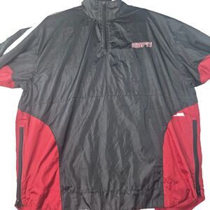 ESPN SportsCenter Windbreaker Pullover Jacket Black Red Size M Vintage